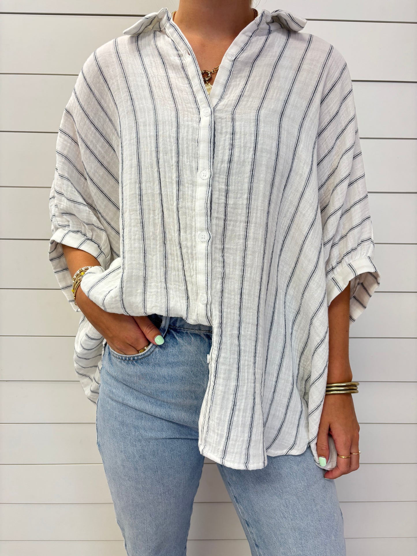Gisele Striped Top Ivory