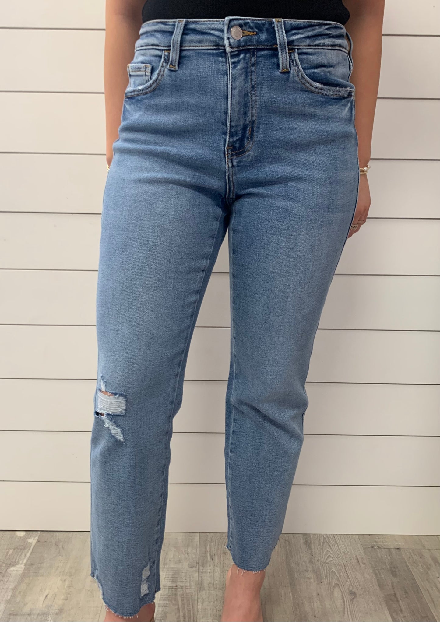Raw Hem Straight Jeans