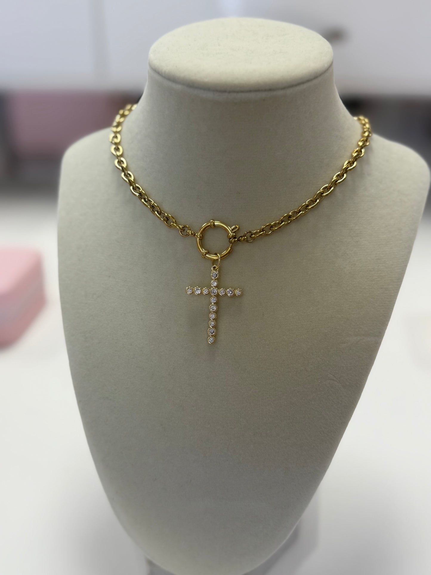 Bezel Cross Necklace