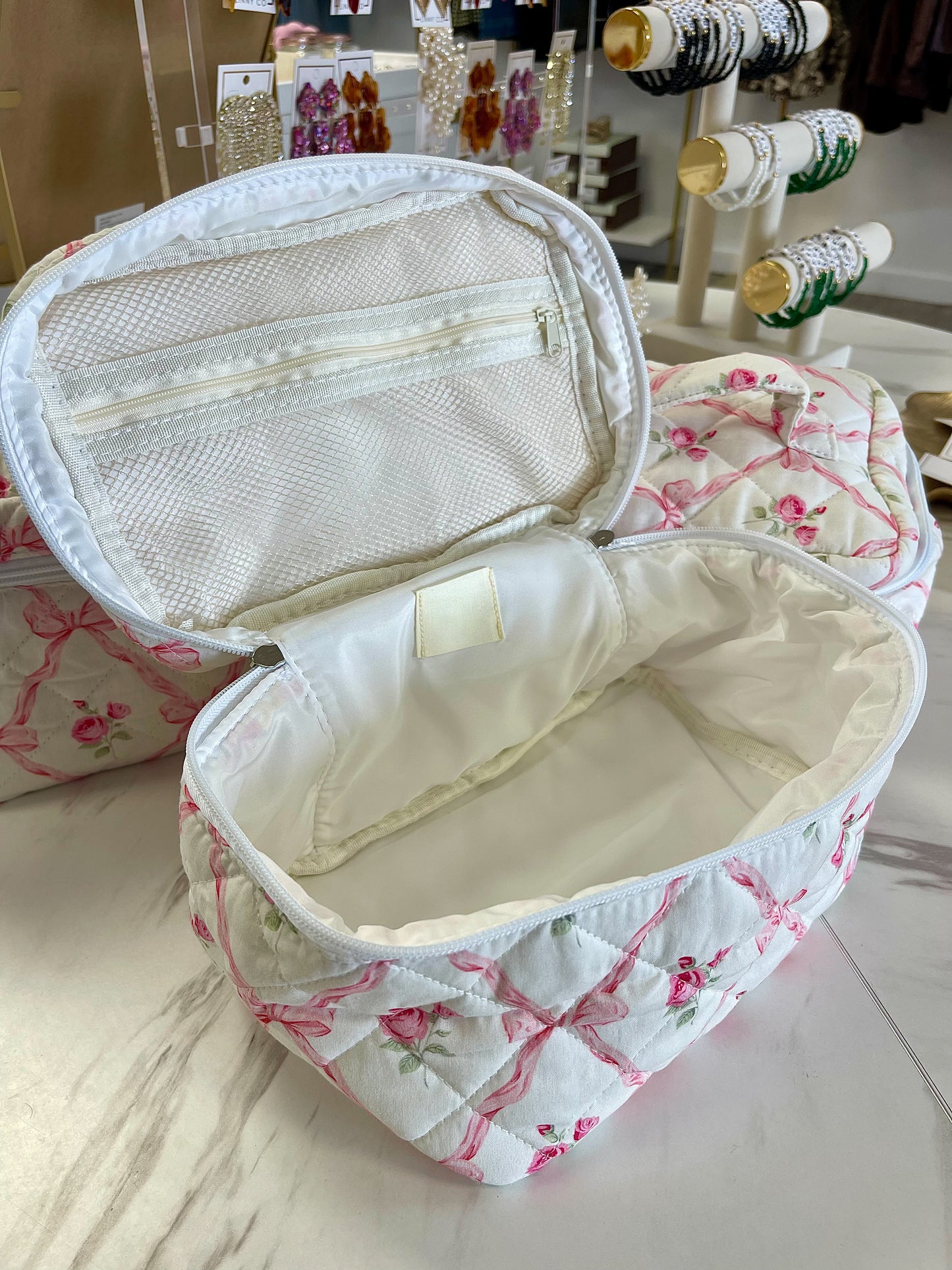 Large Pink Bow Cosmetic Bag