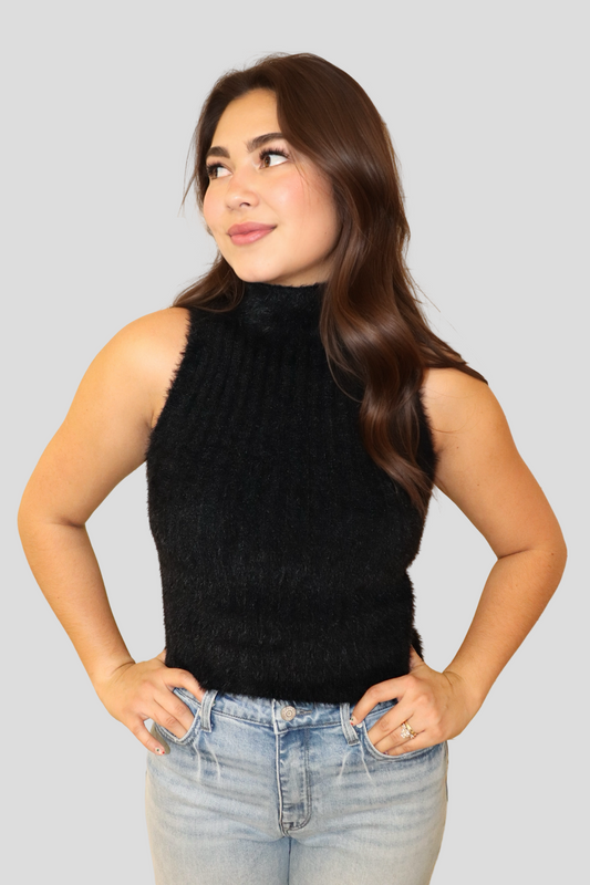 Fuzzy Mockneck Sleeveless