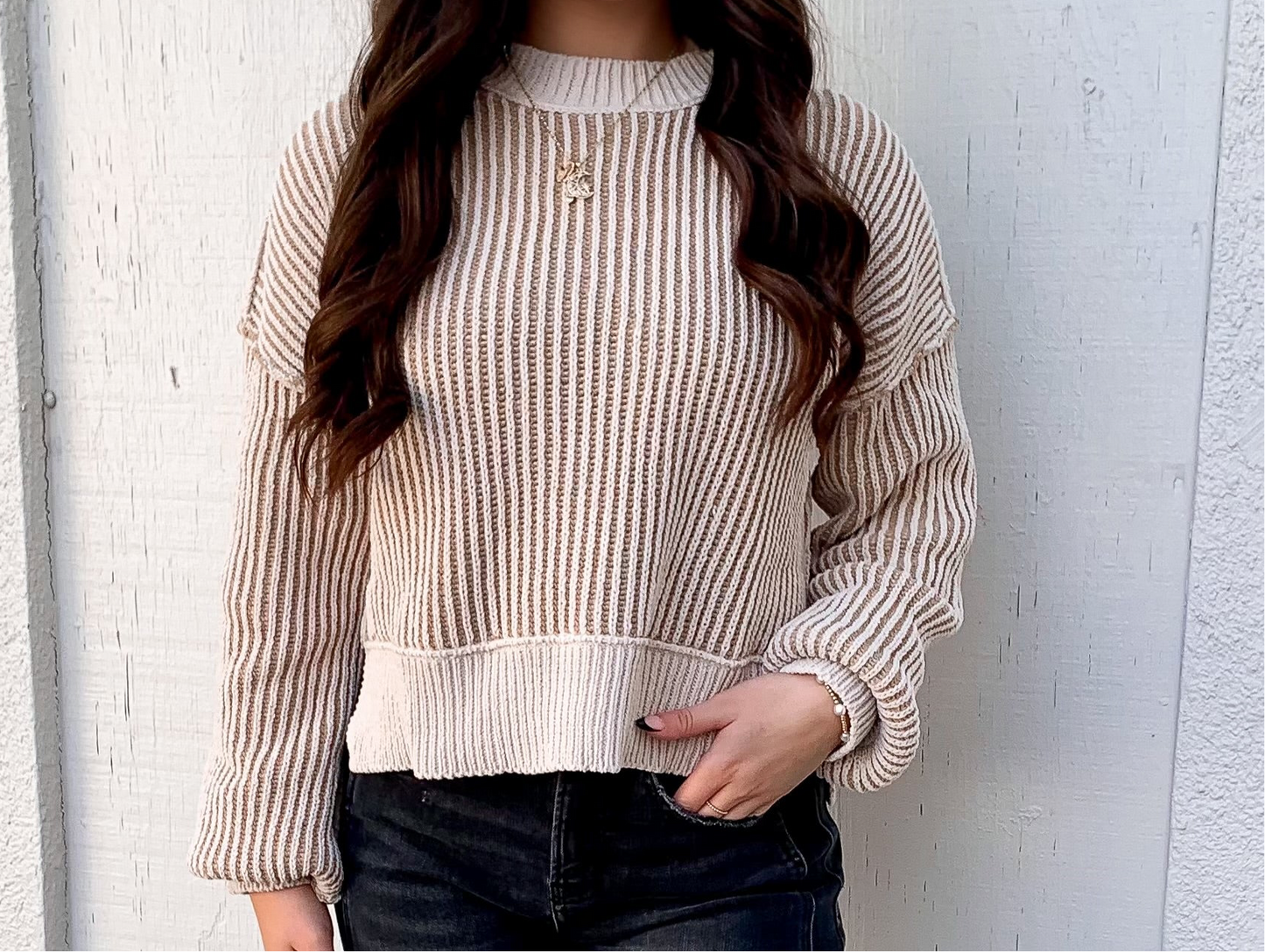 Tan Striped Sweater