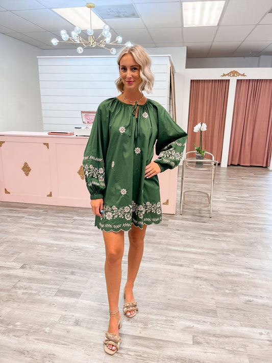 Long Sleeve Green Dress