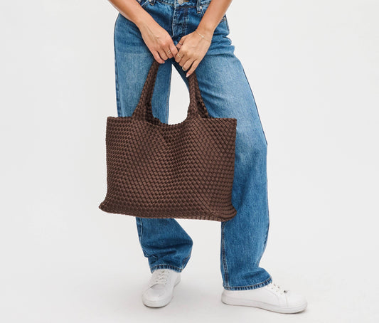 Lux Chocolate Woven Tote