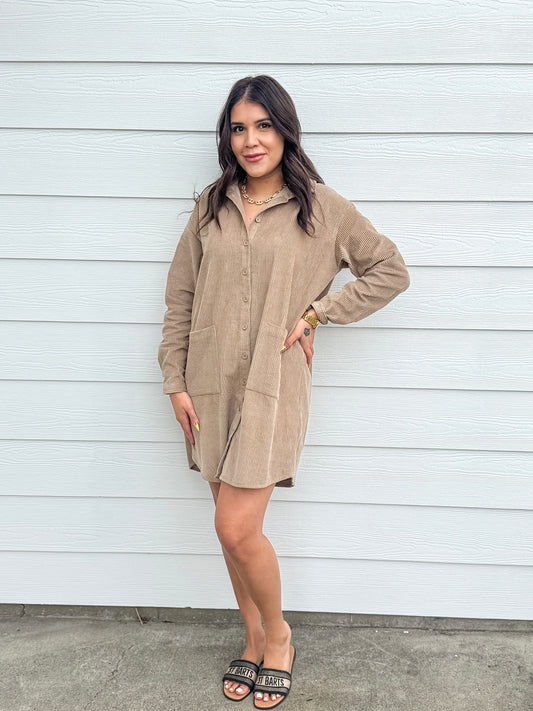 Corduroy Button Down Dress