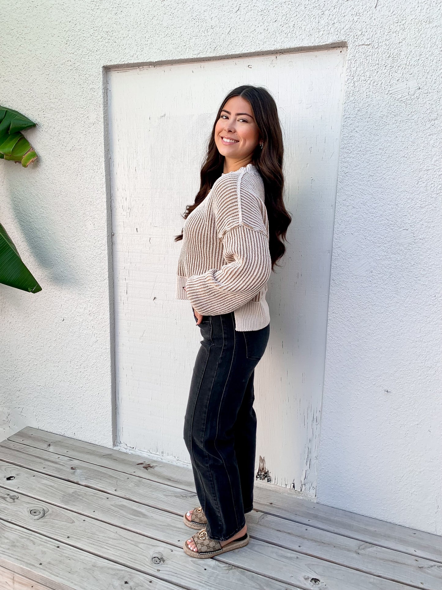 Tan Striped Sweater