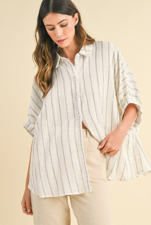 Gisele Striped Top Ivory