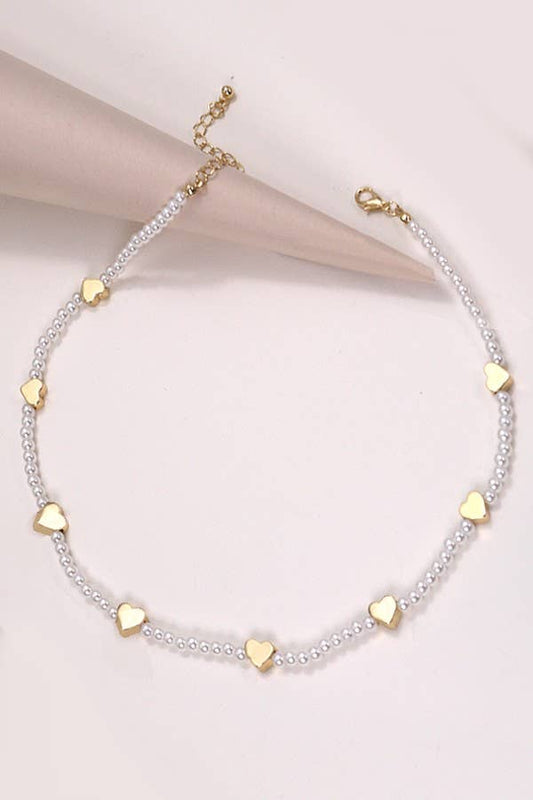 Gold Heart Beaded Necklace