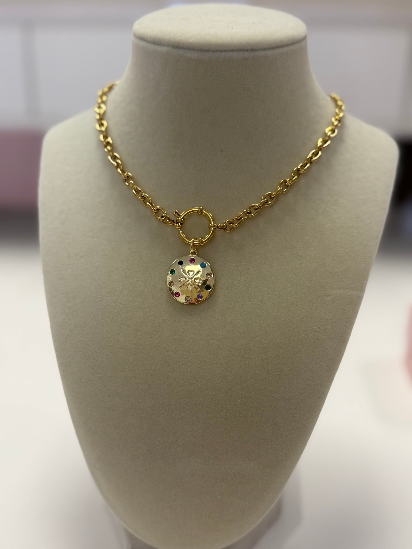 Rainbow Coin Necklace
