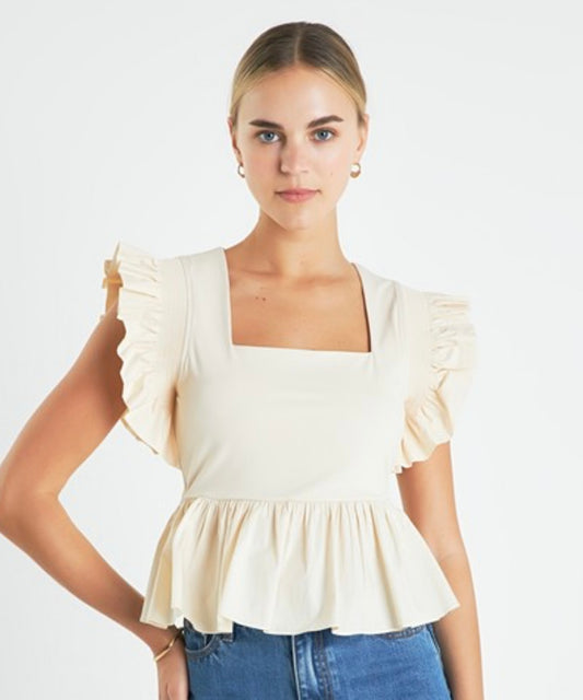 Peplum Cream Top