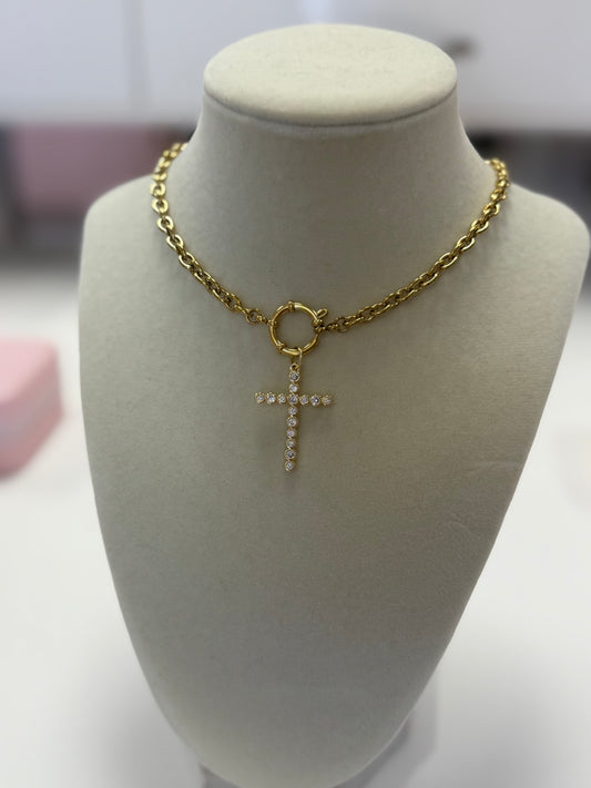 Bezel Cross Necklace