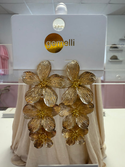 Golden Large Flower Earrings